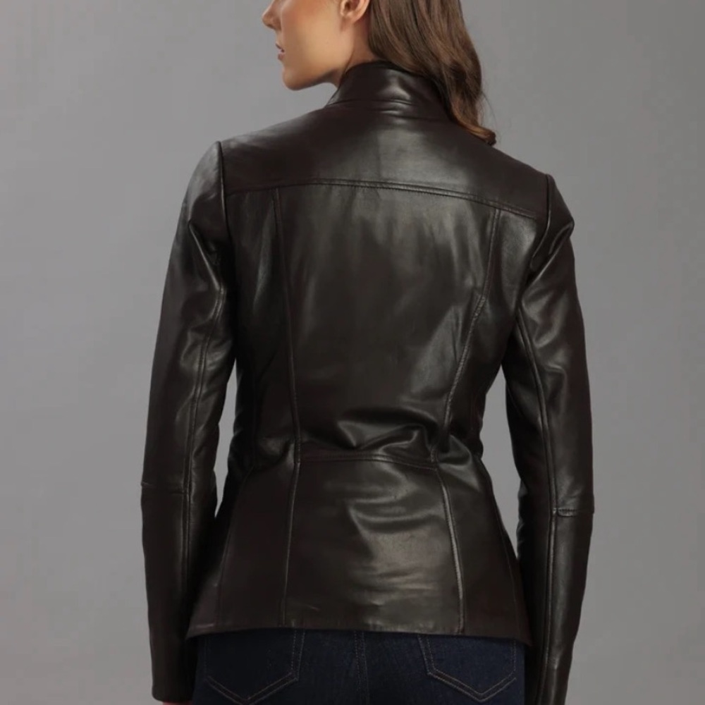 Women’s Danier Leather Dark Brown Leather Jacket- DERI, Size XXXS - Picture 5 of 5